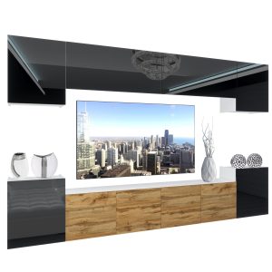 Obývacia stena Belini Premium Full Version čierny lesk / dub wotan + LED osvetlenie Nexum 70 Výrobca
