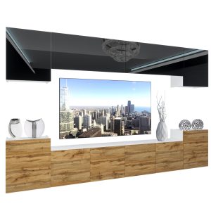 Obývacia stena Belini Premium Full Version čierny lesk / dub wotan + LED osvetlenie Nexum 67 Výrobca
