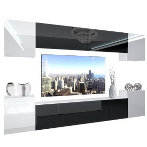 Obývacia stena Belini Premium Full Version biely lesk / čierny lesk + LED osvetlenie Nexum 56 Výrobca