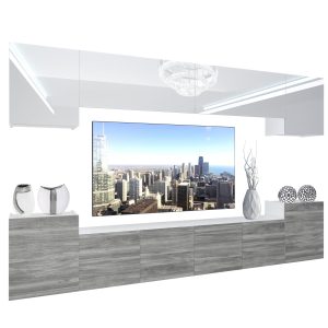 Obývacia stena Belini Premium Full Version biely lesk / šedý antracit Glamour Wood + LED osvetlenie Nexum 58 Výrobca