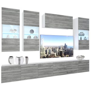 Obývacia stena Belini Premium Full Version šedý antracit Glamour Wood + LED osvetlenie Nexum 83 Výrobca