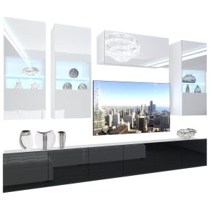 Obývacia stena Belini Premium Full Version biely lesk / čierny lesk + LED osvetlenie Nexum 74 Výrobca