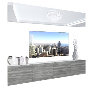Obývacia stena Belini Premium Full Version biely lesk / šedý antracit Glamour Wood + LED osvetlenie Nexum 87 Výrobca
