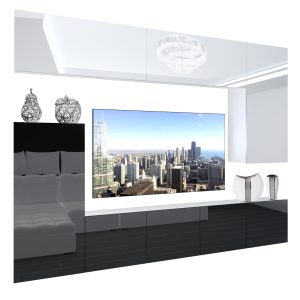 Obývacia stena Belini Premium Full Version biely lesk / čierny lesk + LED osvetlenie Nexum 114 Výrobca