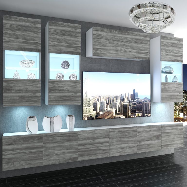 Obývacia stena Belini Premium Full Version šedý antracit Glamour Wood + LED osvetlenie Nexum 83 Výrobca