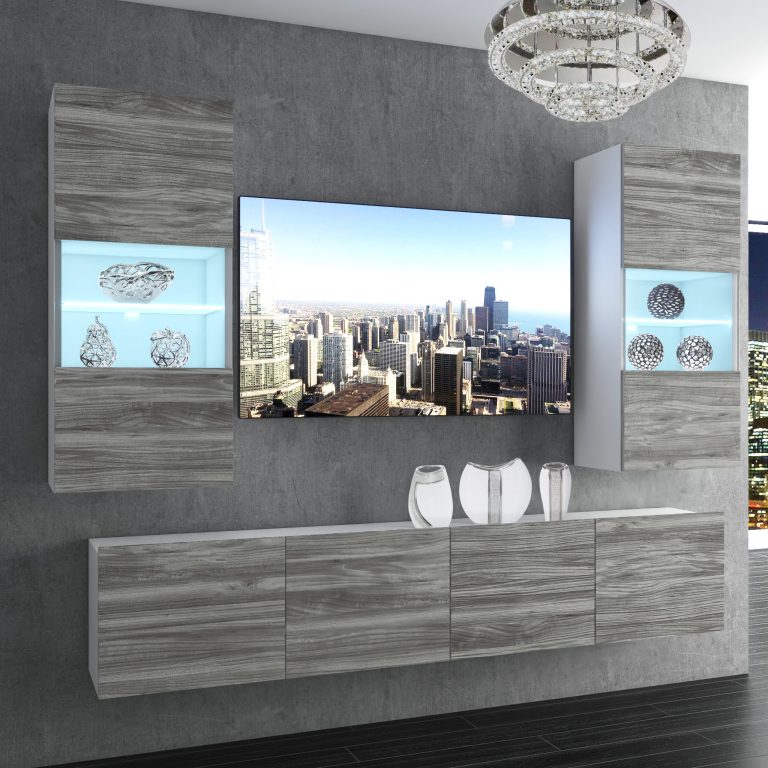 Obývacia stena Belini Premium Full Version šedý antracit Glamour Wood + LED osvetlenie Nexum 111 Výrobca