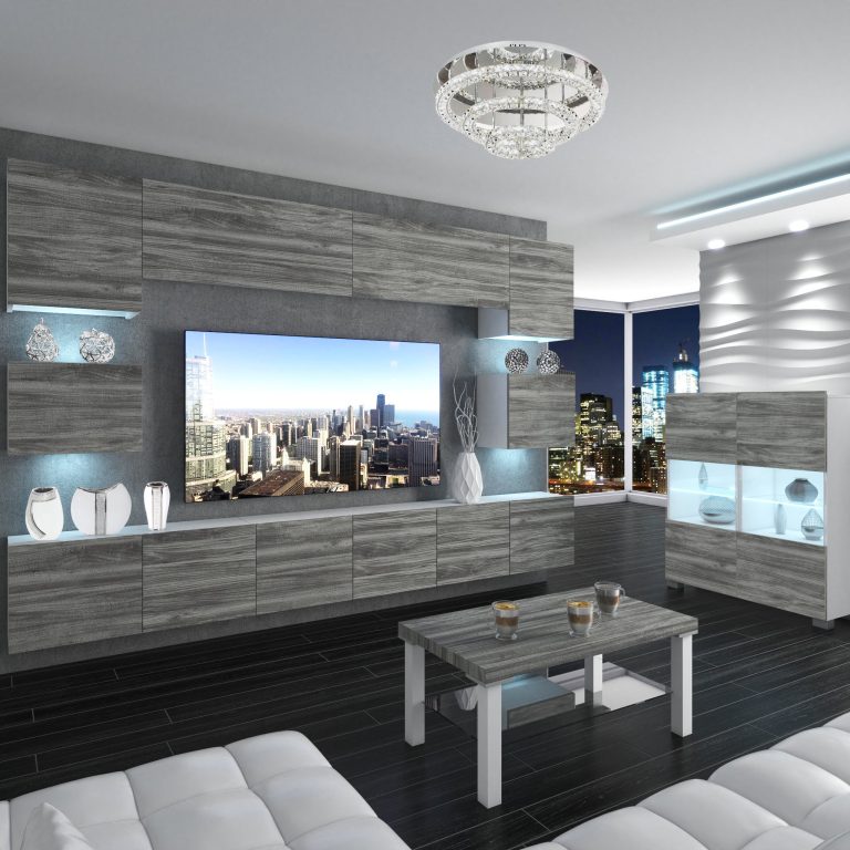 Obývacia stena Belini Premium Full Version šedý antracit Glamour Wood+ LED osvetlenie Nexum 49 Výrobca