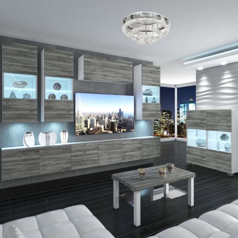 Obývacia stena Belini Premium Full Version šedý antracit Glamour Wood + LED osvetlenie Nexum 83 Výrobca