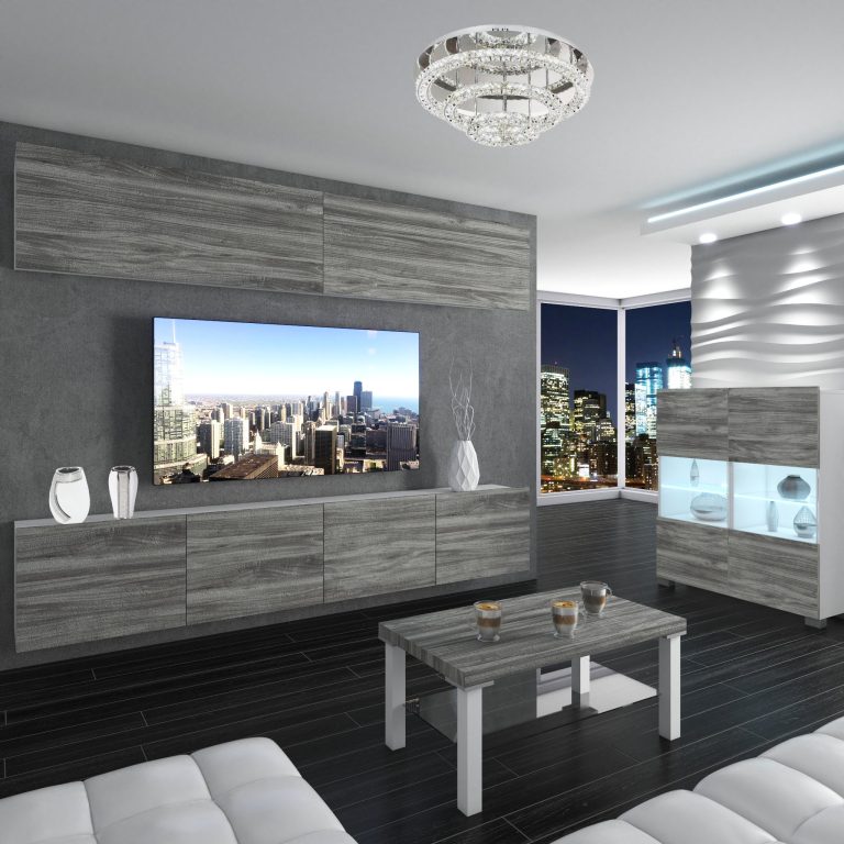 Obývacia stena Belini Premium Full Version šedý antracit Glamour Wood + LED osvetlenie Nexum 96 Výrobca