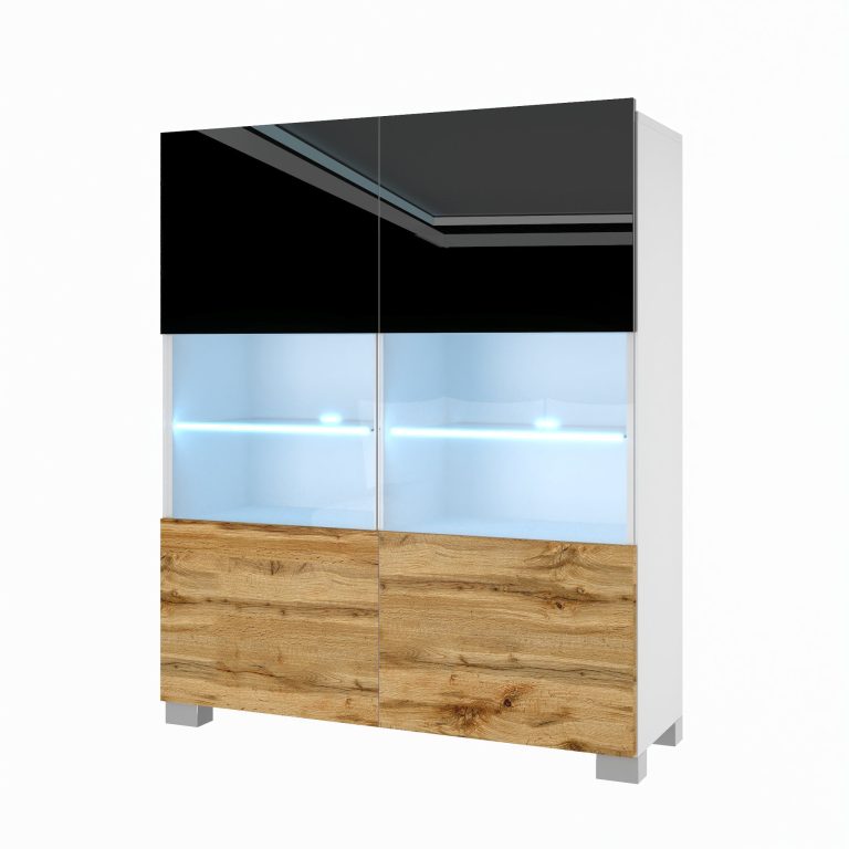 Komoda Belini Premium Full Version čierny lesk / dub wotan + LED osvetlenie Nexum 9 Výrobca