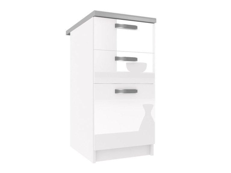 Kuchynská skrinka Belini spodná so zásuvkami 40 cm biely lesk s pracovnou doskou Výrobca INF SDSZ40/0/WT/W/0/F
