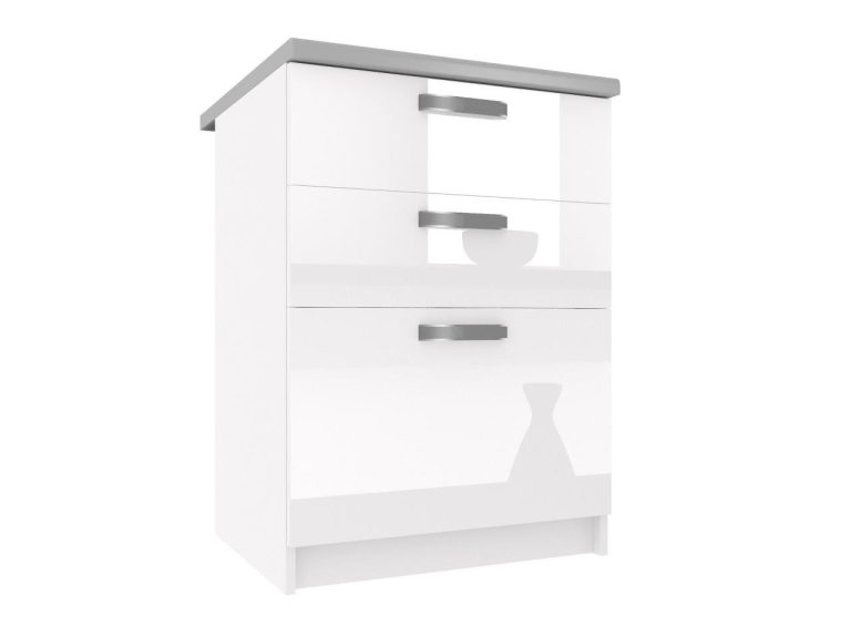 Kuchynská skrinka Belini spodná so zásuvkami 60 cm biely lesk s pracovnou doskou Výrobca INF SDSZ60/1/WT/W/0/F

