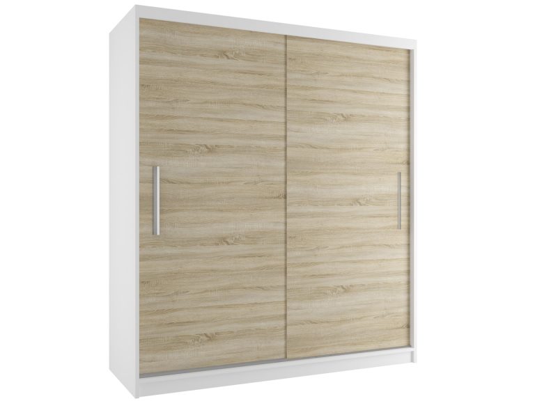 Šatníková skriňa 158 cm Belini biely mat / dub sonoma s posuvnými dverami Výrobca SI SZP3/3/W/DS/0/AL