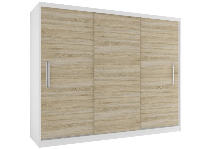  Šatníková skriňa 232 cm Belini biely mat / dub sonoma s posuvnými dverami Výrobca SI SZP4/2/1W/3DS/0/AL