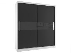 Šatníková skriňa 133 cm Belini biely mat / čierny mat s posunými dverami Výrobca SI SZP2/2/W/B/B/UU