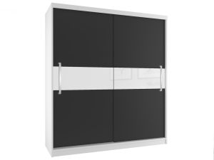 Šatníková skriňa 133 cm Belini biely mat / čierny mat s posunými dverami Výrobca SI SZP2/2/W/B/W/UU