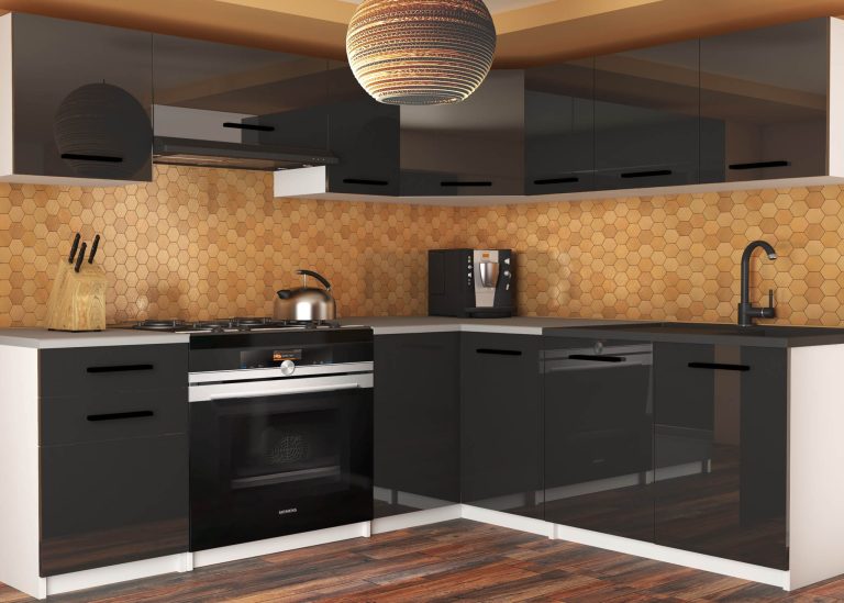Kuchynská linka Belini 360 cm čierny lesk bez pracovnej dosky Lidiauniqa2 Výrobca INF LIDIAUNIQA2/3/WT/B/BB/B1