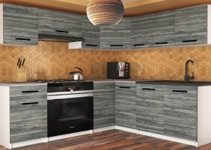 Kuchynská linka Belini 360 cm šedý antracit Glamour Wood s pracovnou doskou Lidiauniqa2 Výrobca