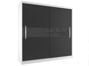 Šatníková skriňa 200 cm Belini biely mat / čierny mat s posuvnými dverami Výrobca SI SZP1/2/W/B/B/UU