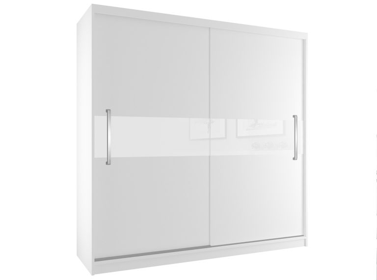Šatníková skriňa 200 cm Belini biely mat s posuvnými dverami Výrobca SI SZP1/2/W/W/W/UU