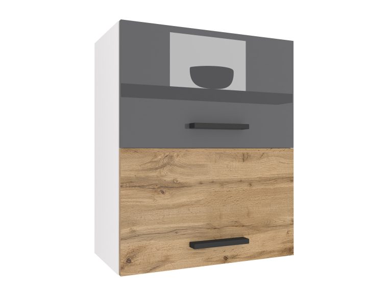 Kuchynská skrinka Belini horná 60 cm šedý lesk / dub wotan Výrobca INF SGP2-60/1/WT/SDW/0/B1