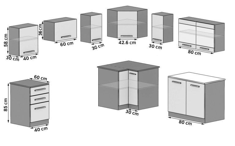 Kuchynská linka Belini 360 cm eben kráľovský s pracovnou doskou Lidia2 Výrobca TOR LIDIA2/4/WT/HK/0/B1