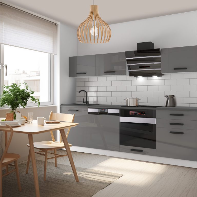  Kuchynská linka Belini Premium Full Version 240 cm šedý lesk s pracovnou doskou  LINDA Výrobca