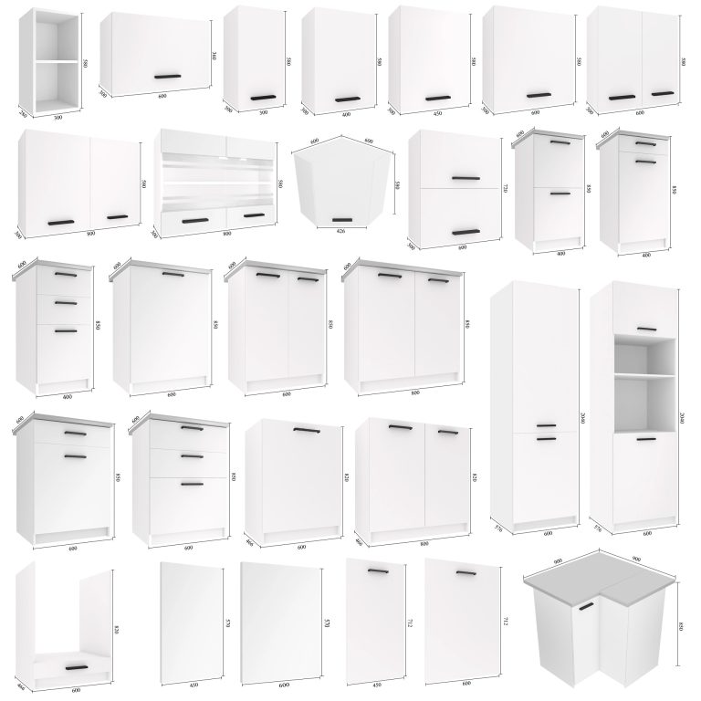 Kuchynská linka Belini 300 cm biely mat bez pracovnej dosky Syntka2 Výrobca TOR SYNTKA2/7/WT/WT/BB/B1
