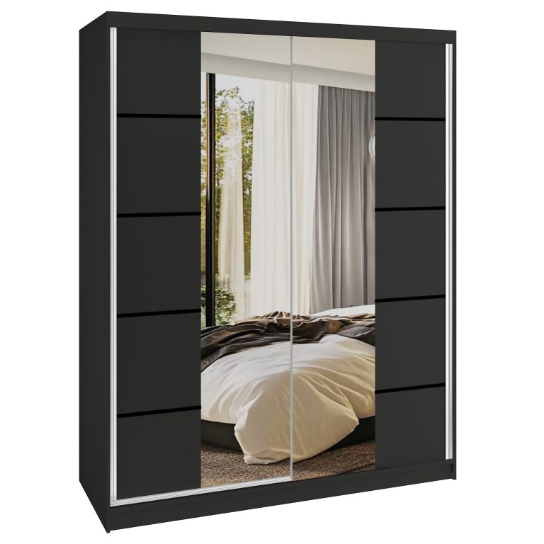 Šatníková skriňa SERENITY 133 cm čierny mat  ME SERENITY SZP6/0/B/B/0/HIAL 