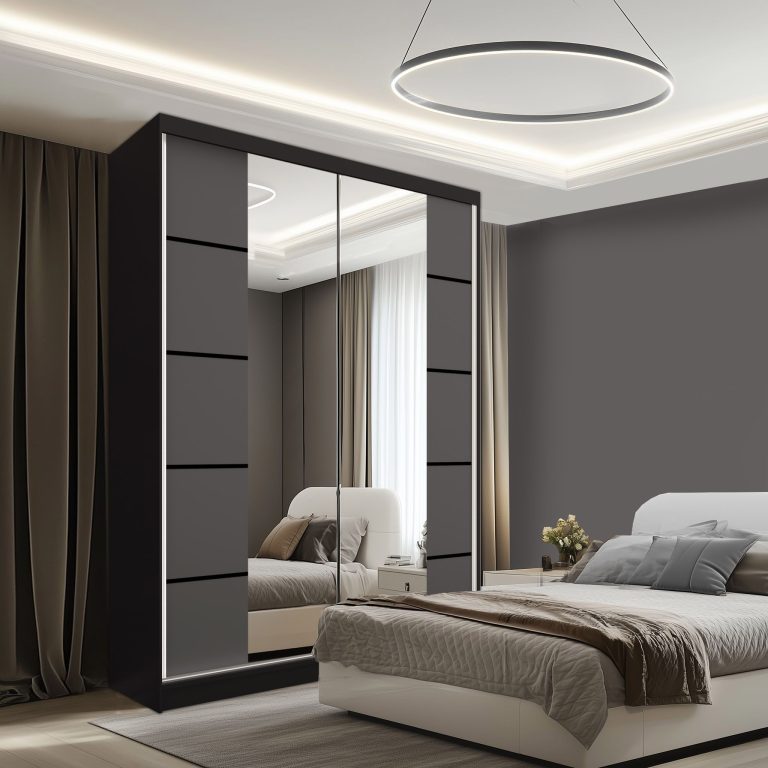 Šatníková skriňa SERENITY 133 cm  šedý mat ME SERENITY SZP6/0/B/SR/0/HIAL 