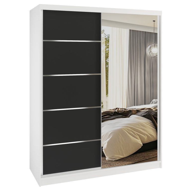 Šatníková skriňa SERENITY 133 cm čierny mat  MBP SERENITY SZP6/0/W/B/0/HIAL 