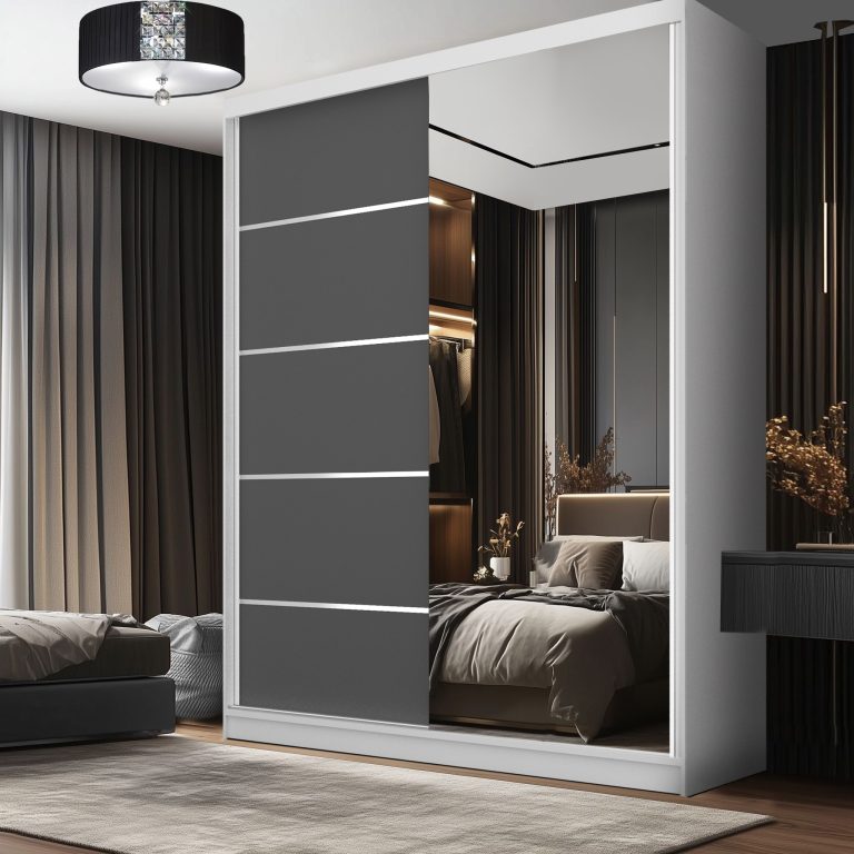 Šatníková skriňa SERENITY 133 cm šedý mat MBP SERENITY SZP6/0/W/SR/0/HIAL 