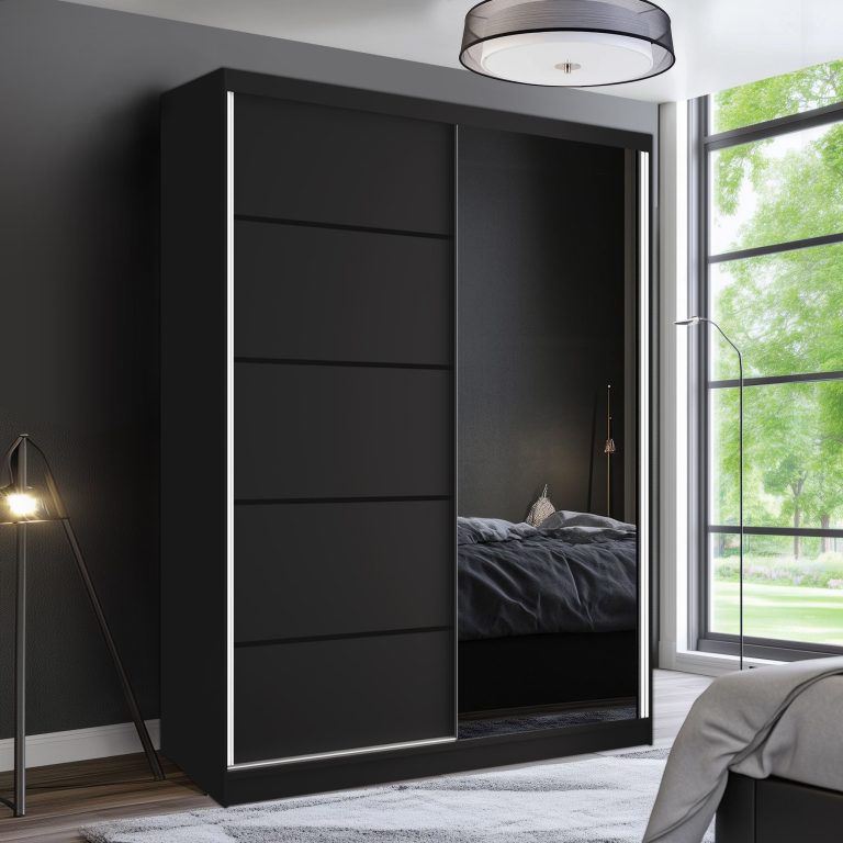 Šatníková skriňa SERENITY 133 cm čierny mat MBP SERENITY SZP6/0/B/B/0/HIAL 