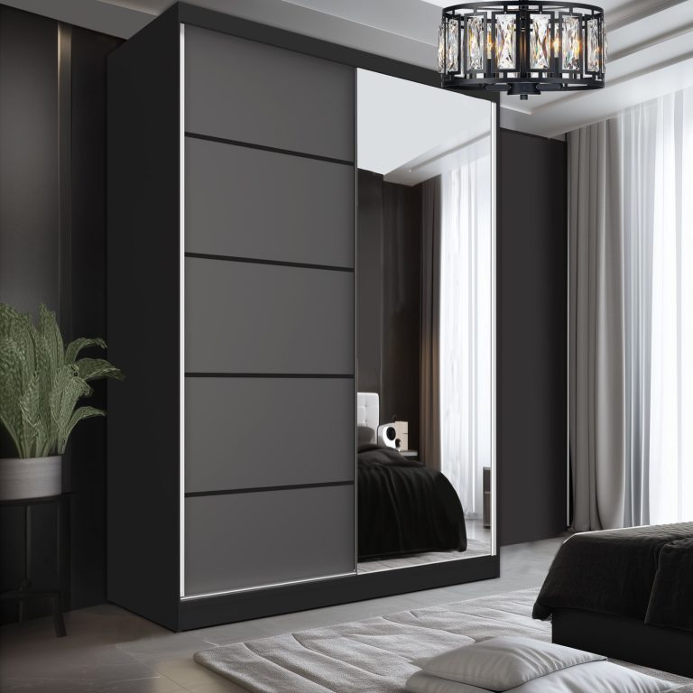 Šatníková skriňa SERENITY 133 cm šedý mat MBP SERENITY SZP6/0/B/SR/0/HIAL 