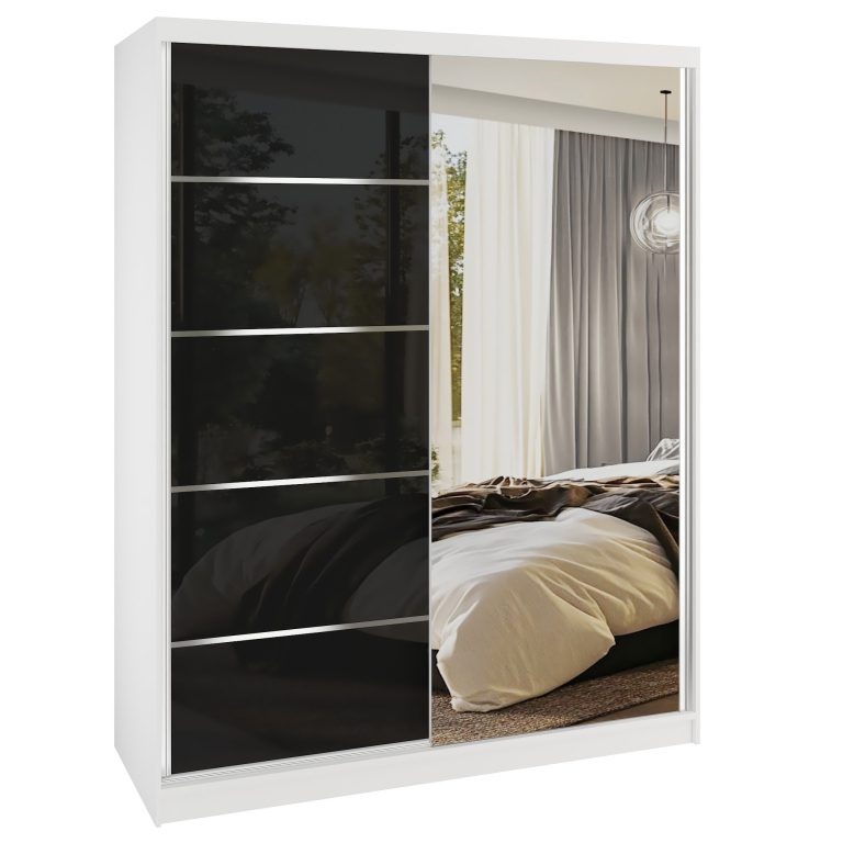 Šatníková skriňa SERENITY 133 cm čierny lesk MGB SERENITY SZP6/0/W/B/0/HIAL 