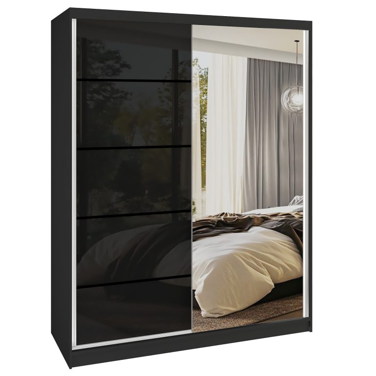 Šatníková skriňa SERENITY 133 cm čierny lesk MGB SERENITY SZP6/0/B/B/0/HIAL 