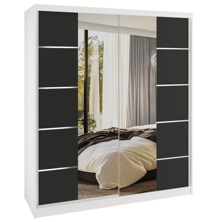 Šatníková skriňa SERENITY 158 cm čierny mat ME SERENITY SZP7/0/W/B/0/HIAL 