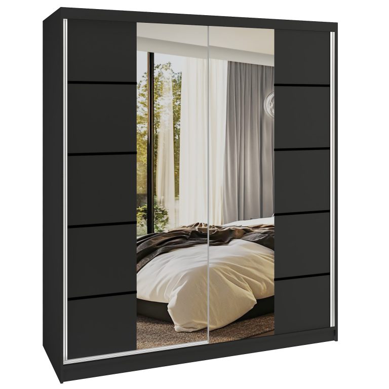 Šatníková skriňa SERENITY 158 cm čierny mat ME SERENITY SZP7/0/B/B/0/HIAL 