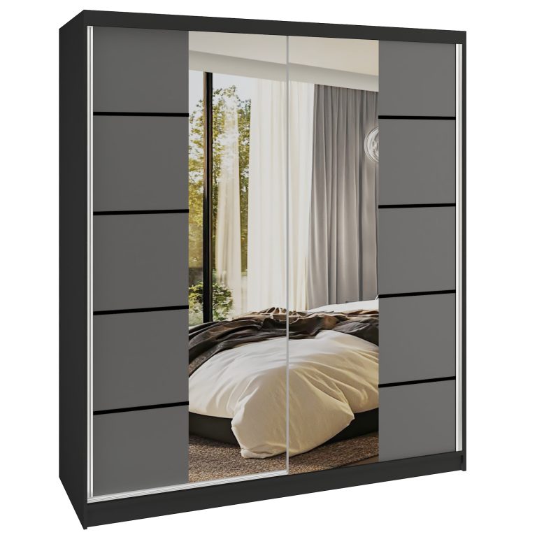  Šatníková skriňa SERENITY 158 cm šedý mat ME SERENITY SZP7/0/B/SR/0/HIAL 