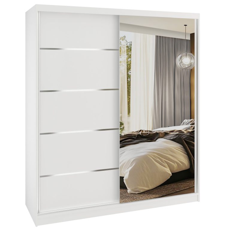  Šatníková skriňa SERENITY 158 cm biely mat MBP SERENITY SZP7/0/W/W/0/HIAL 