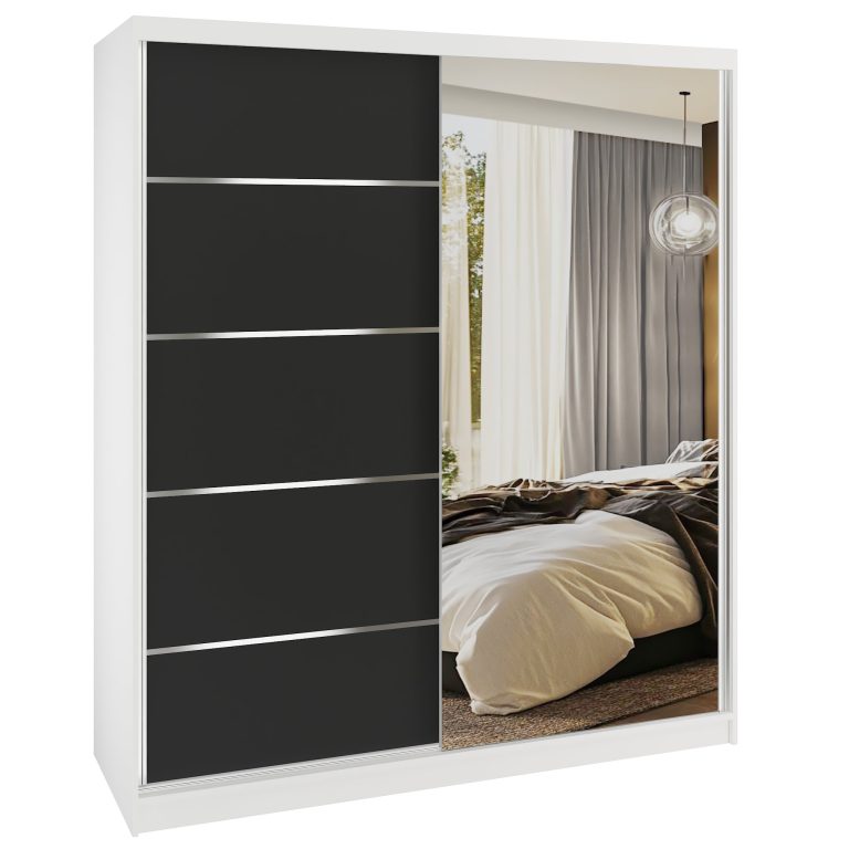  Šatníková skriňa SERENITY 158 cm fekete mat  MBP SERENITY SZP7/0/W/B/0/HIAL 