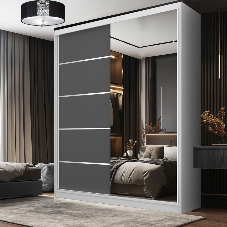 Šatníková skriňa SERENITY 158 cm šedý mat MBP SERENITY SZP7/0/W/SR/0/HIAL 