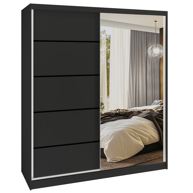  Šatníková skriňa SERENITY 158 cm čierny mat MBP SERENITY SZP7/0/B/B/0/HIAL 