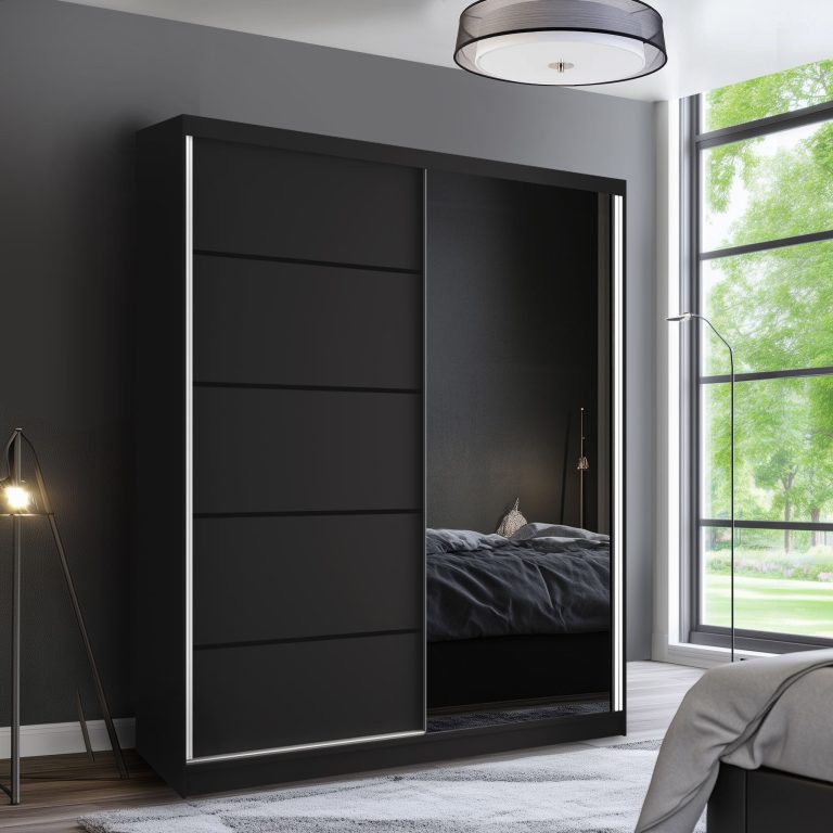  Šatníková skriňa SERENITY 158 cm čierny mat MBP SERENITY SZP7/0/B/B/0/HIAL 