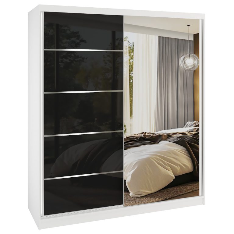 Šatníková skriňa SERENITY 158 cm čierny lesk MGB SERENITY SZP7/0/W/B/0/HIAL 