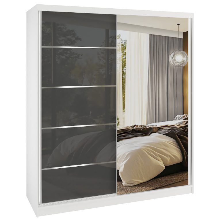 Šatníková skriňa SERENITY 158 cm šedý lesk MGB SERENITY SZP7/0/W/S/0/HIAL 