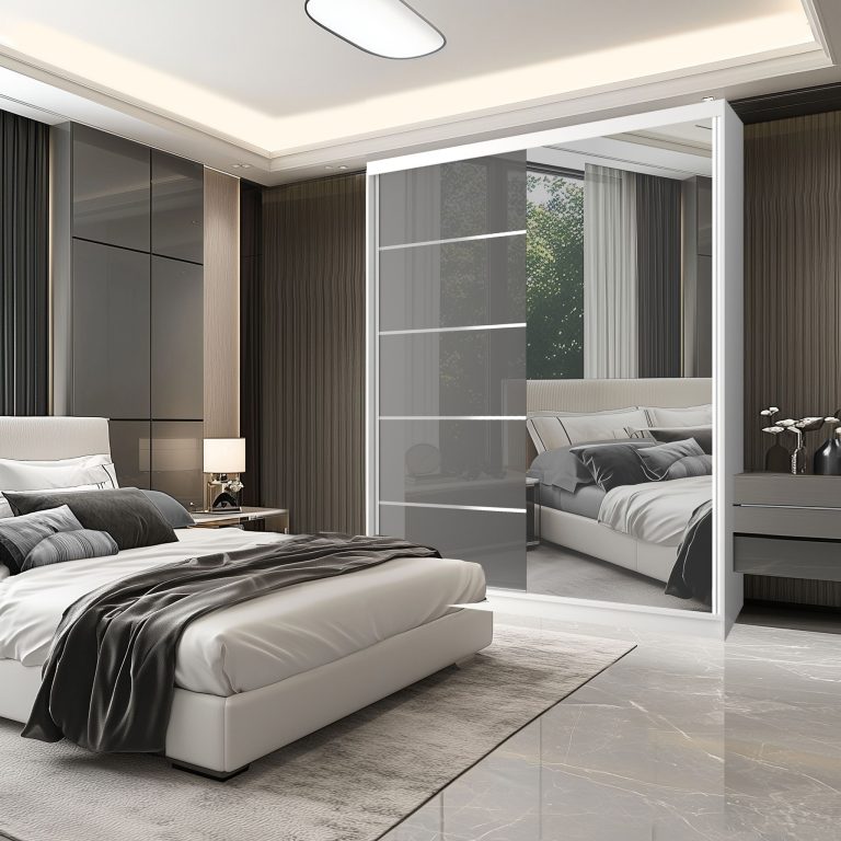 Šatníková skriňa SERENITY 158 cm šedý lesk MGB SERENITY SZP7/0/W/S/0/HIAL 