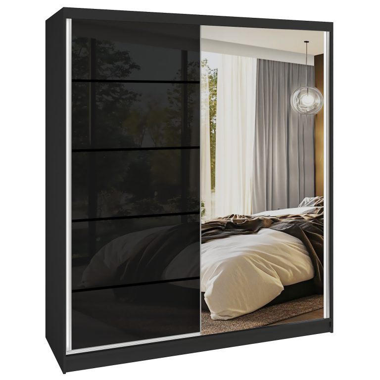 Šatníková skriňa SERENITY 158 cm čierny lesk MGB SERENITY SZP7/0/B/B/0/HIAL 