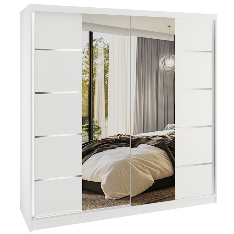 Šatníková skriňa SERENITY 200 cm biely mat ME SERENITY SZP5/0/W/W/0/HIA