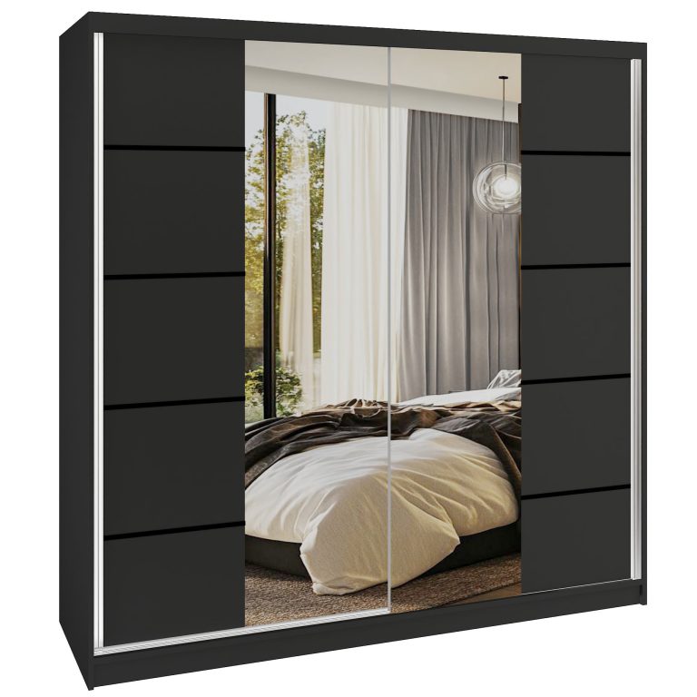Šatníková skriňa SERENITY 200 cm čierny mat ME SERENITY SZP5/0/B/B/0/HIAL 